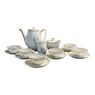 Tea or coffee service six cups 20th century porcelain