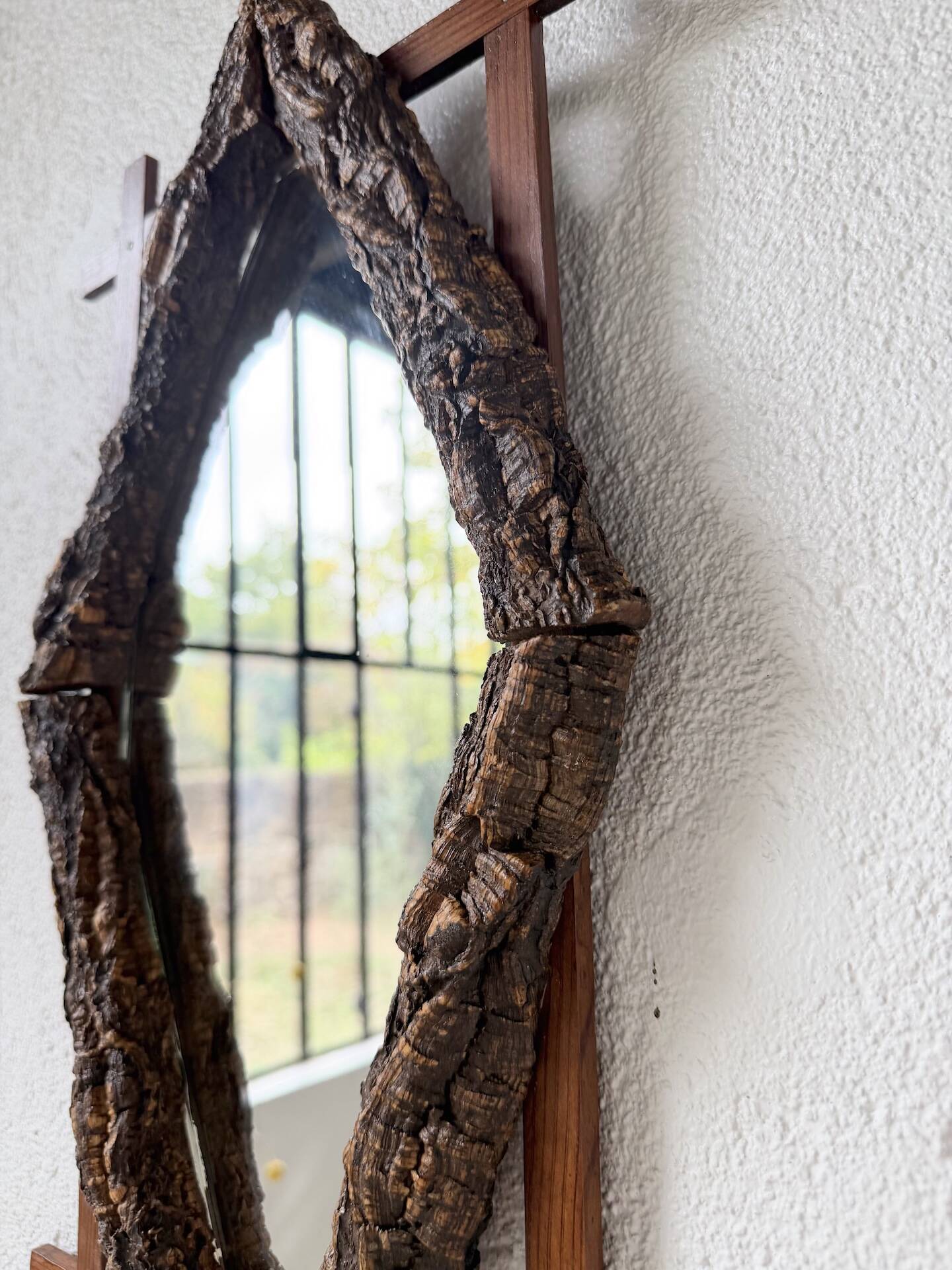 Rustic mirror wood 1900 folk art