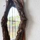 Rustic mirror wood 1900 folk art