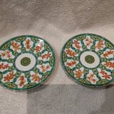 2 breakfast cups, 2 saucers, porcelain Christofle Oceana green.