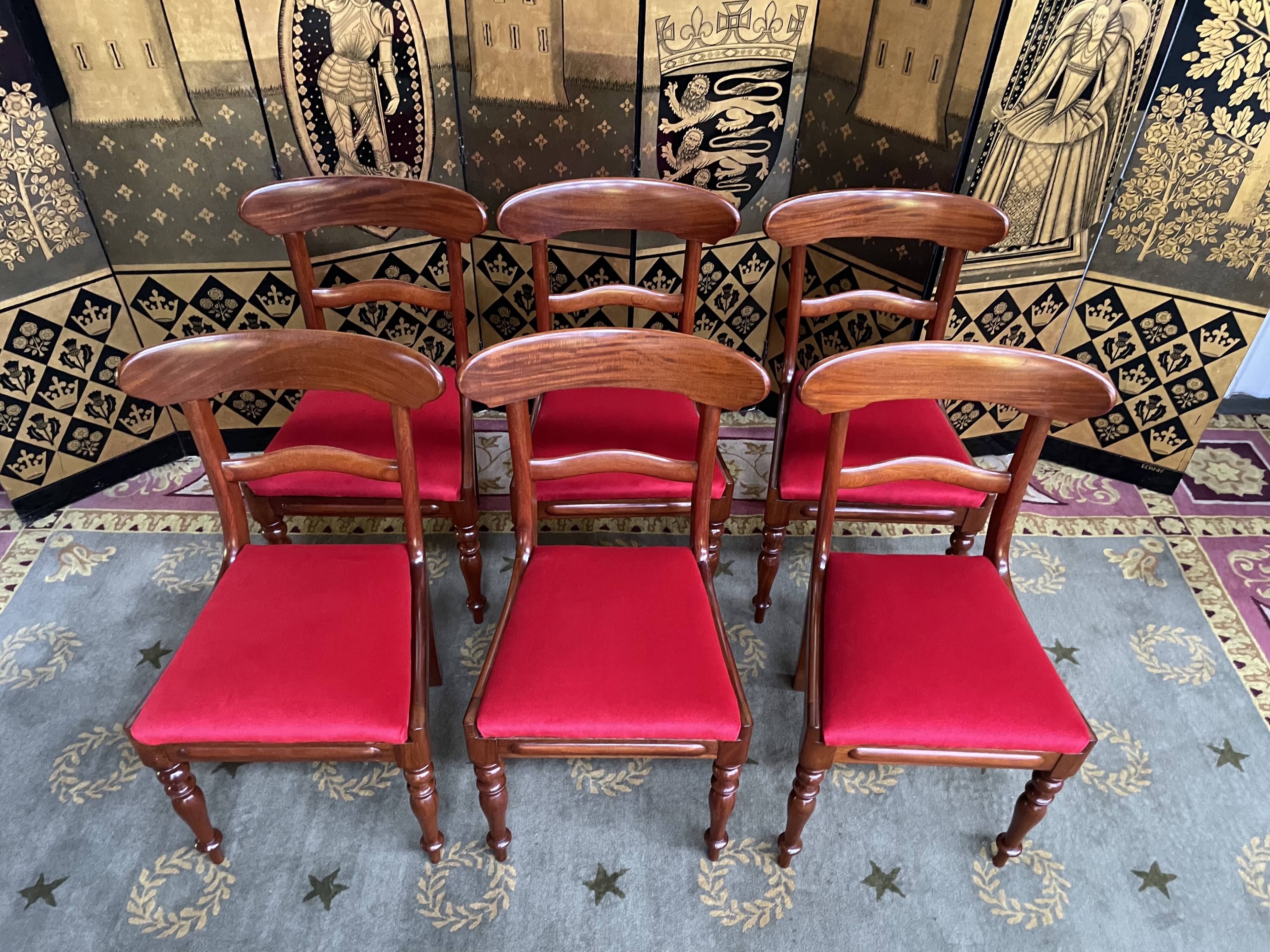 Suite of 6 english mahogany chairs 19th restored