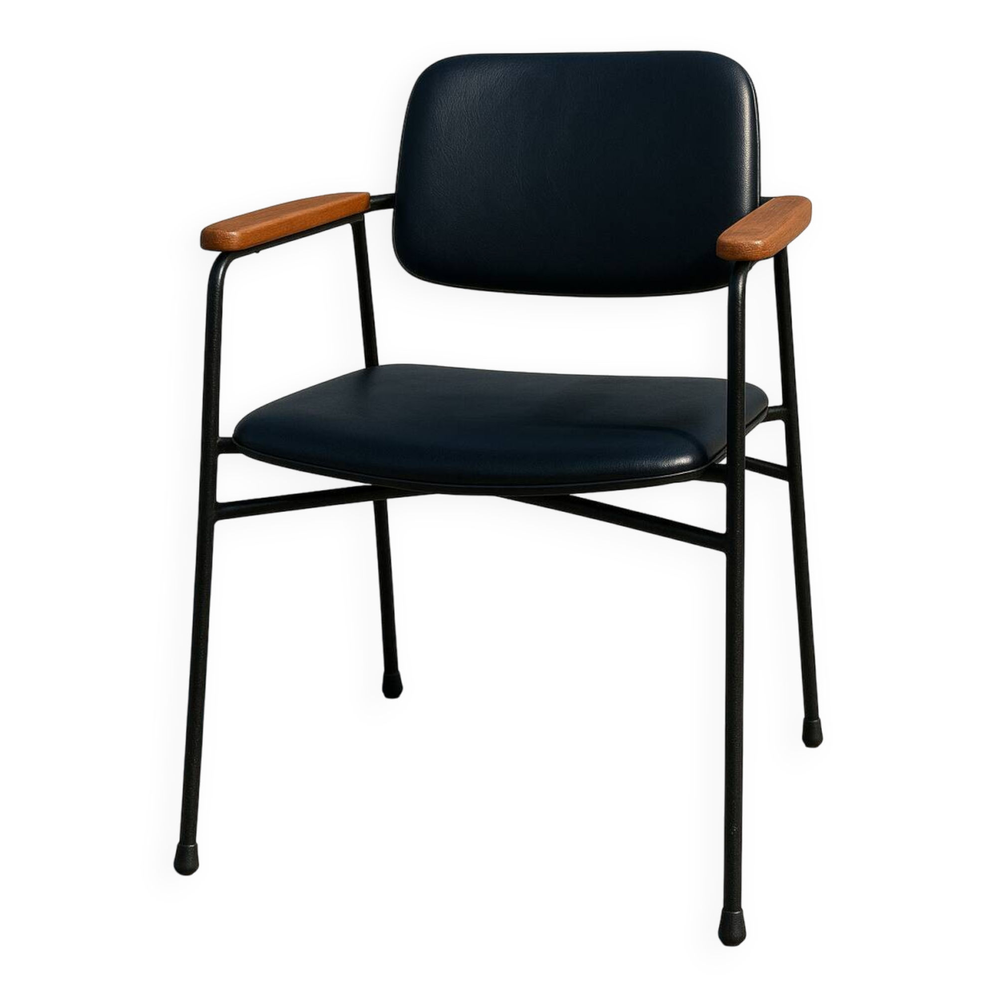 Fauteuil Eugen Schmidt, simili cuir noir modèle Coraline pour Airborn 1960