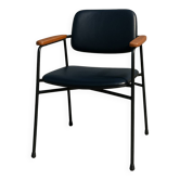 Armchair Eugen Schmidt, black faux leather model Coraline for Airborn 1960.