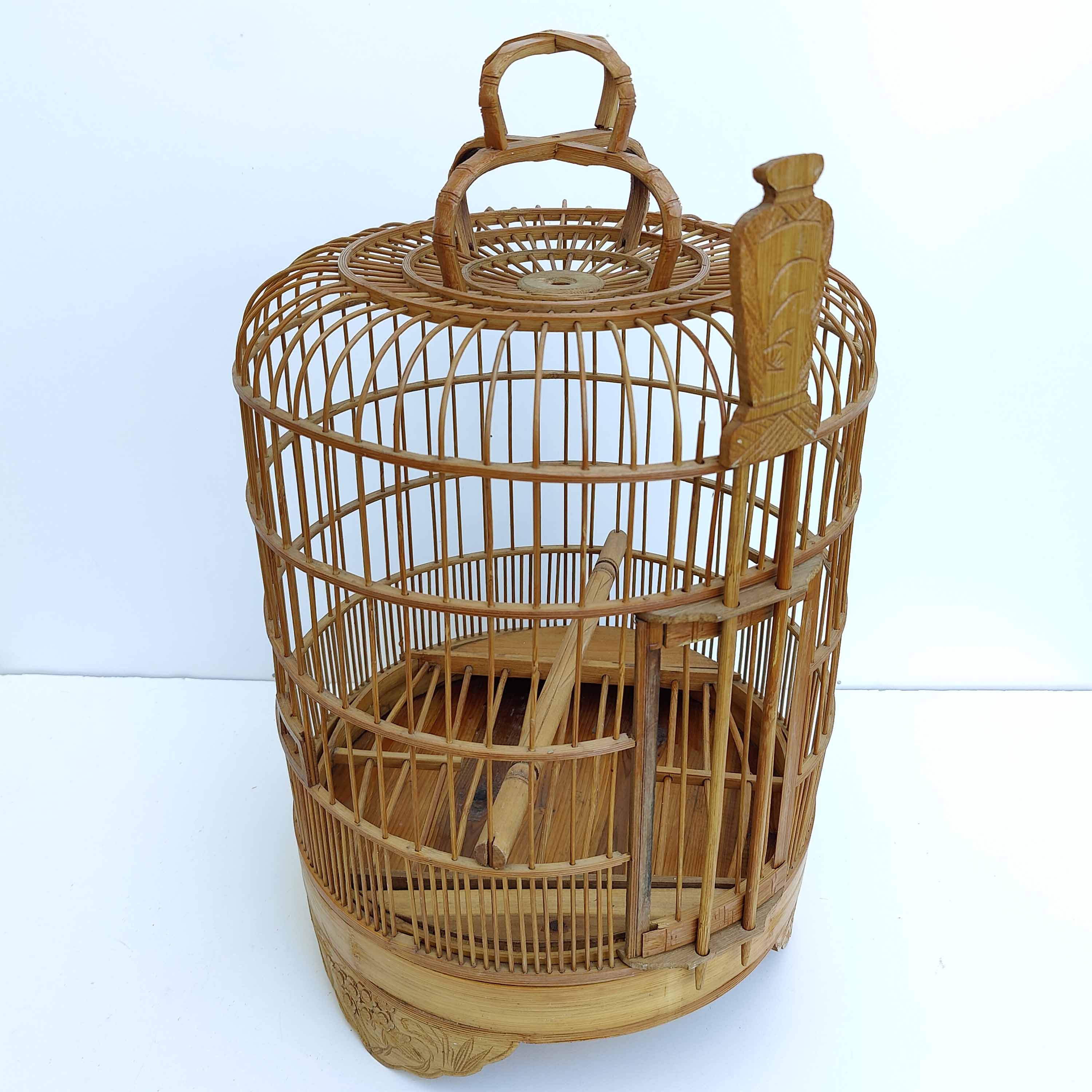 Cage à oiseaux vintage en bois