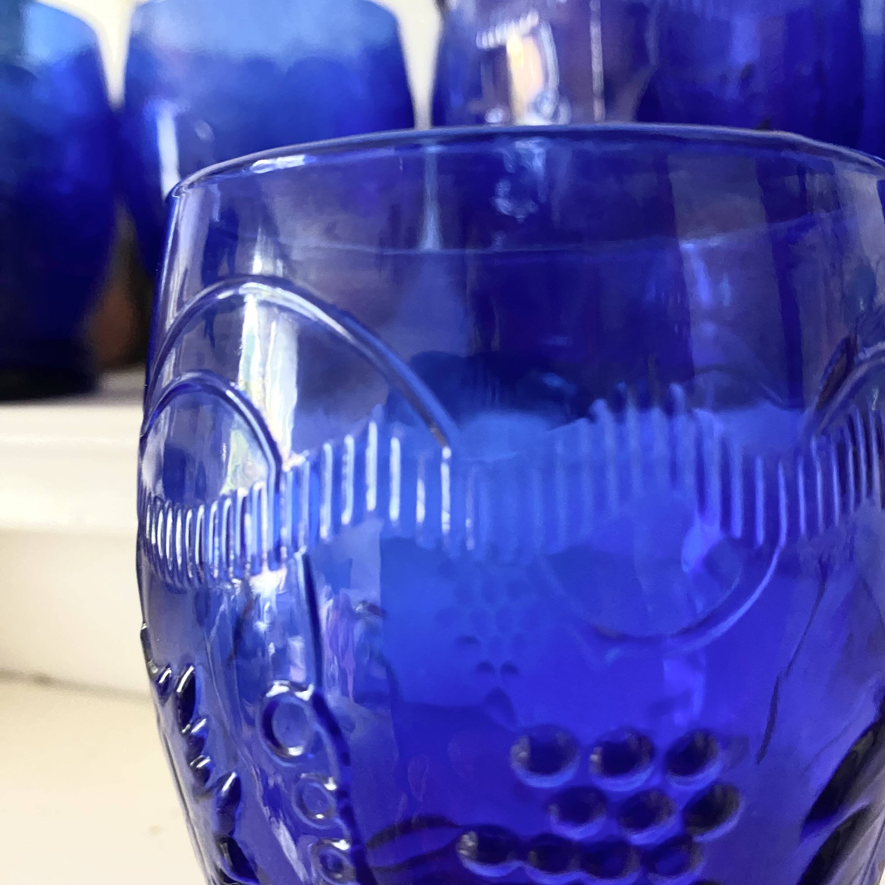 Vintage cobalt blue water glasses