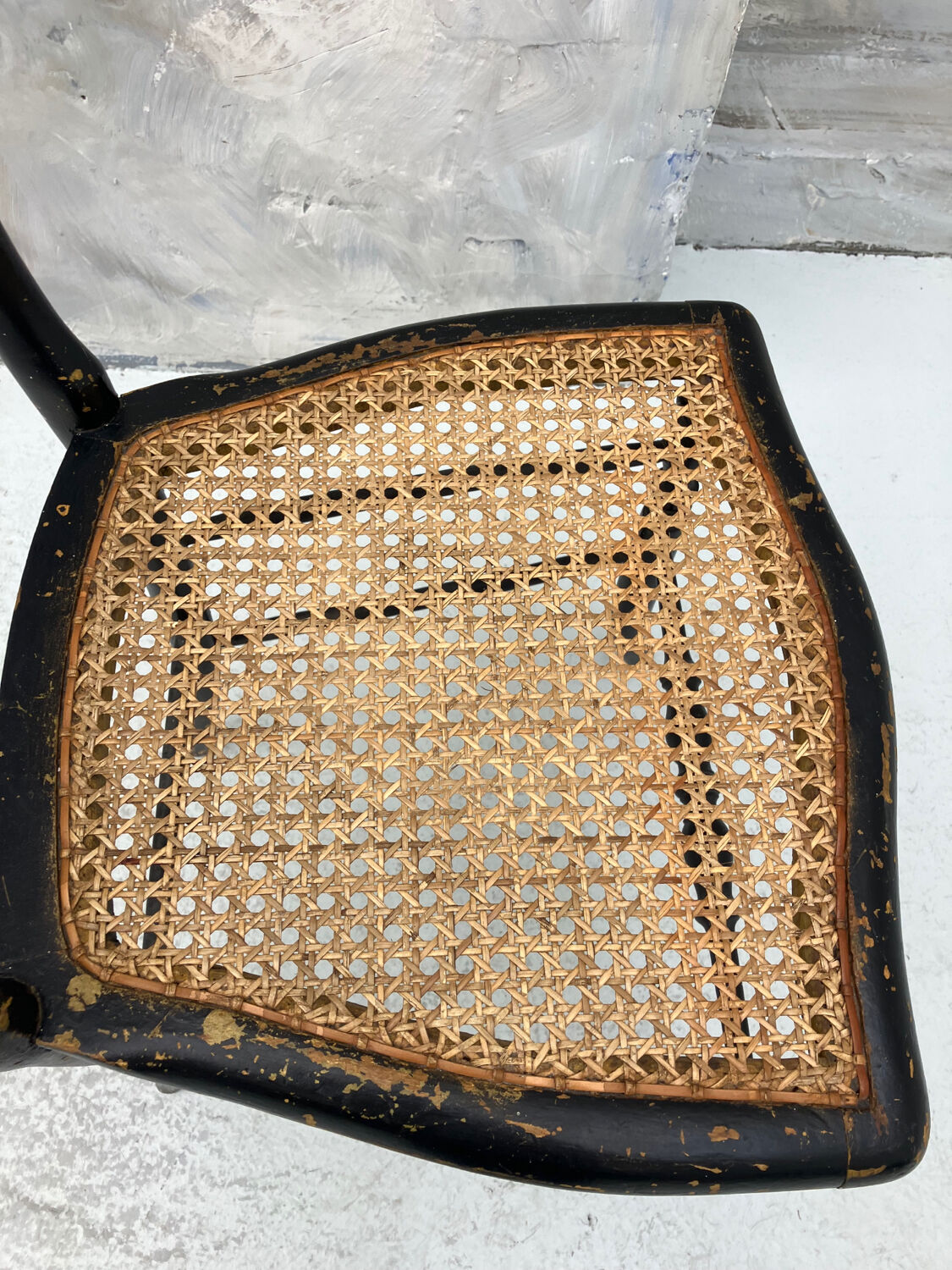 Napoleon III chair in blackened wood and cane