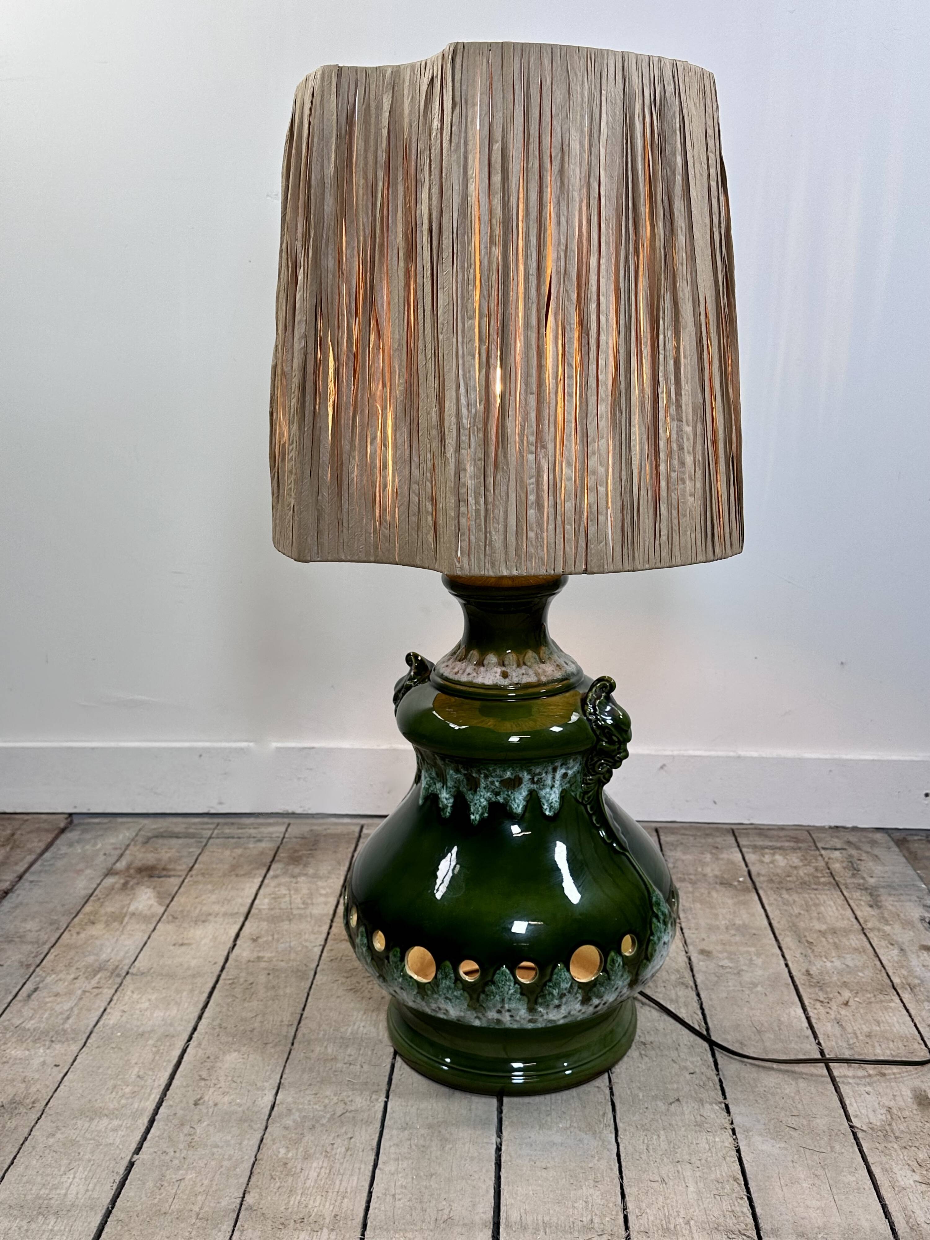 Vintage 1960s shaded green ceramic lamp