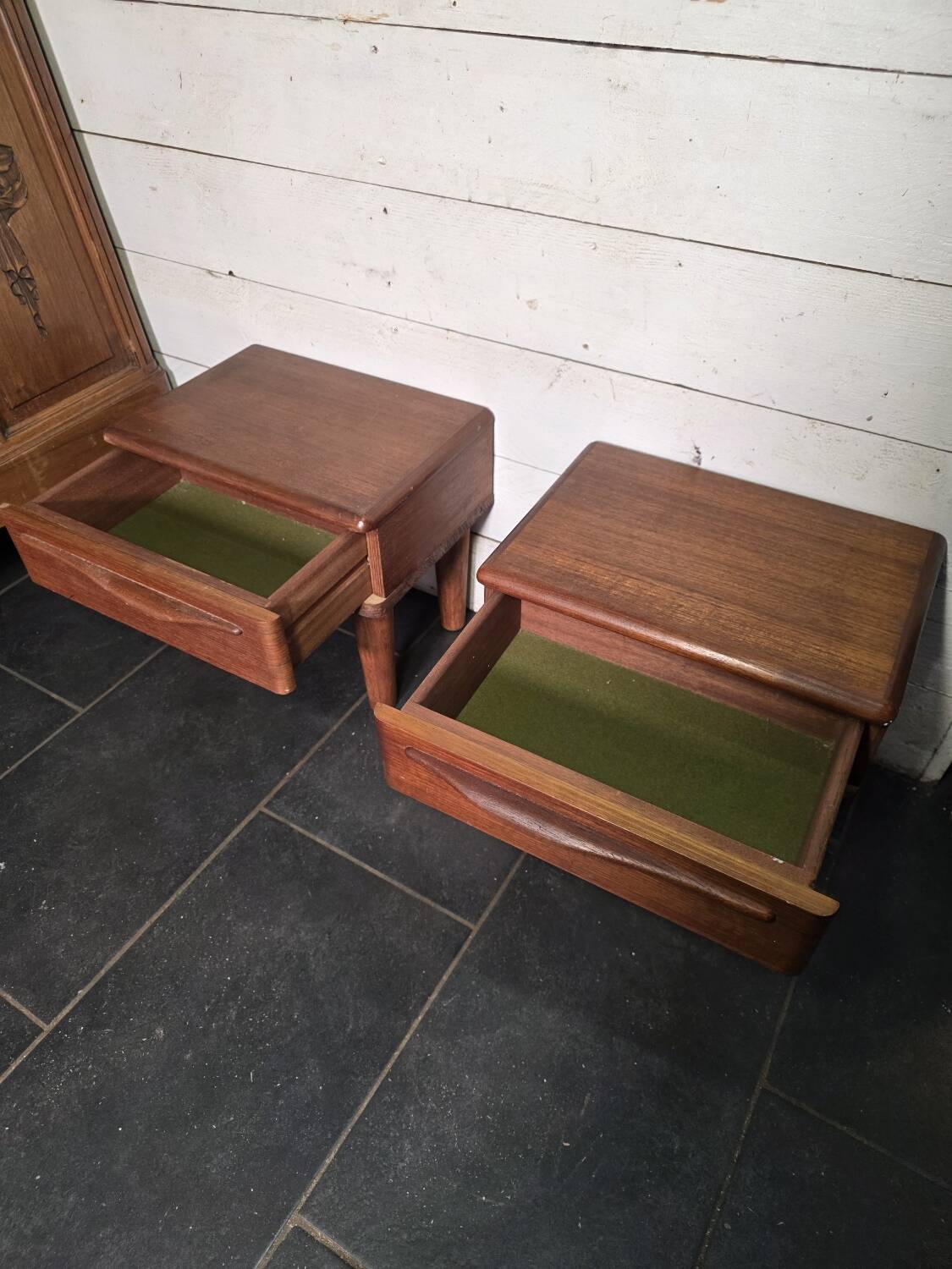 Pair of Scandinavian teak bedside tables from the 1960s.