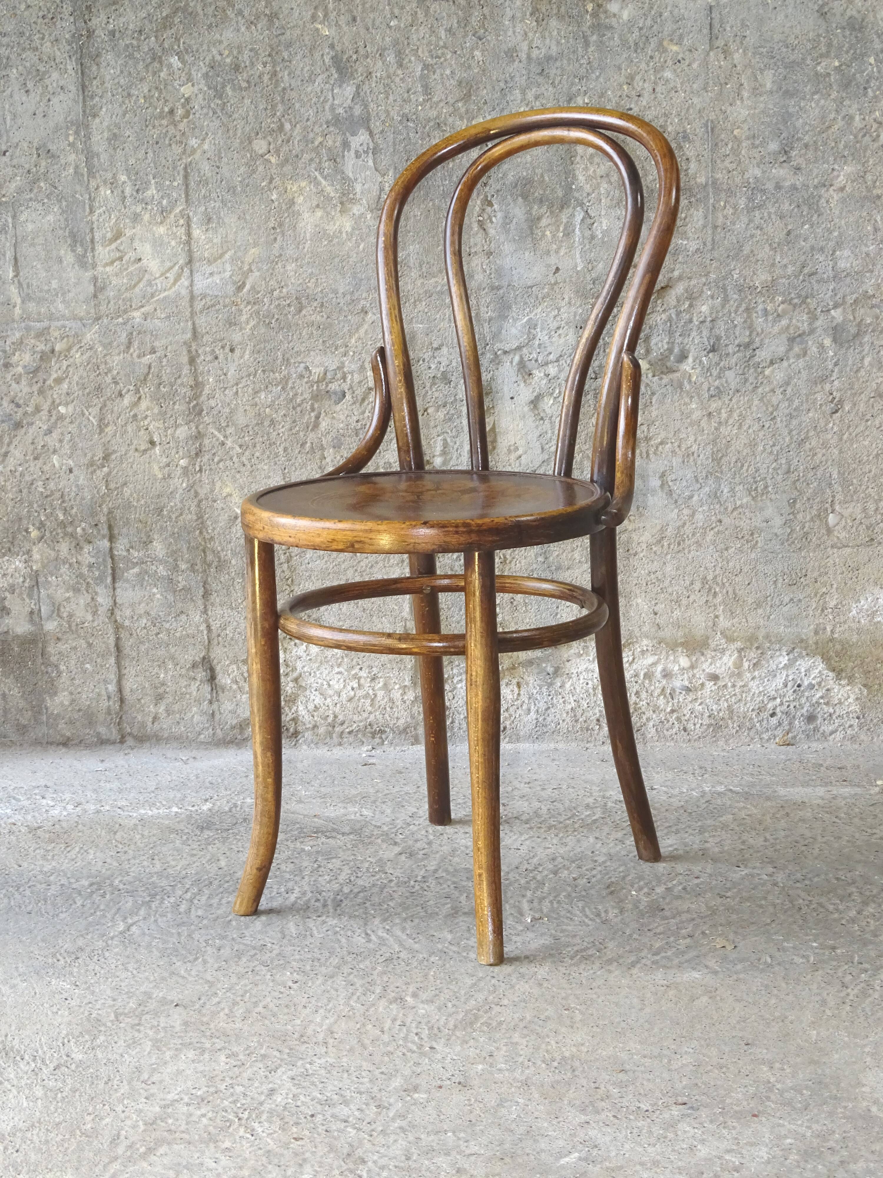 Fischel bistro chairN°18 wooden seat Art Nouveau, circa 1900
