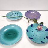 Set of Four Turquoise Earthenware Vide-Poche / Decorative Plates by Albisol