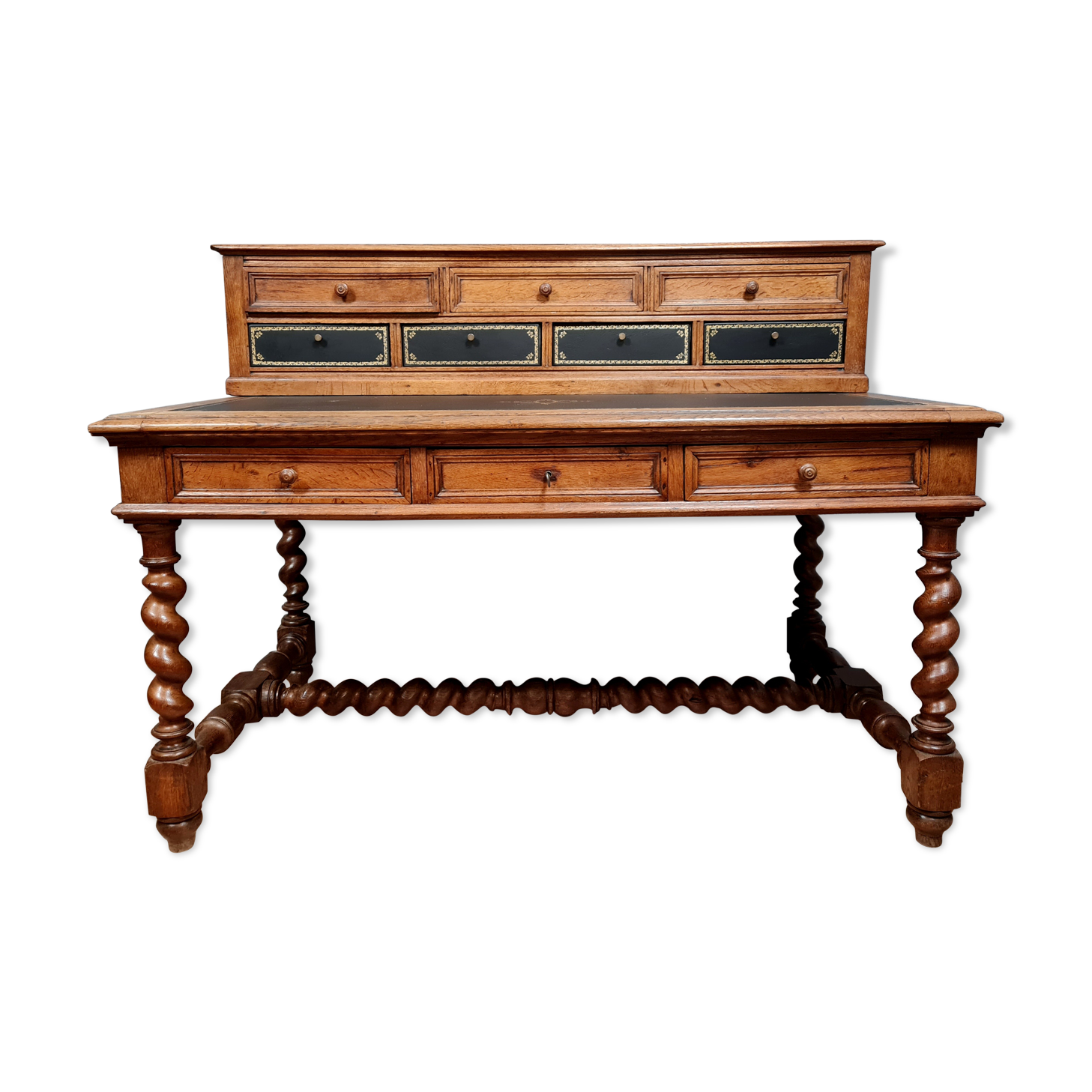 Stepped office renaissance notary in oak with blond patina around 1850