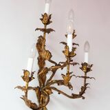 Large Italian gilded iron wall lamp 5 arms circa 1930