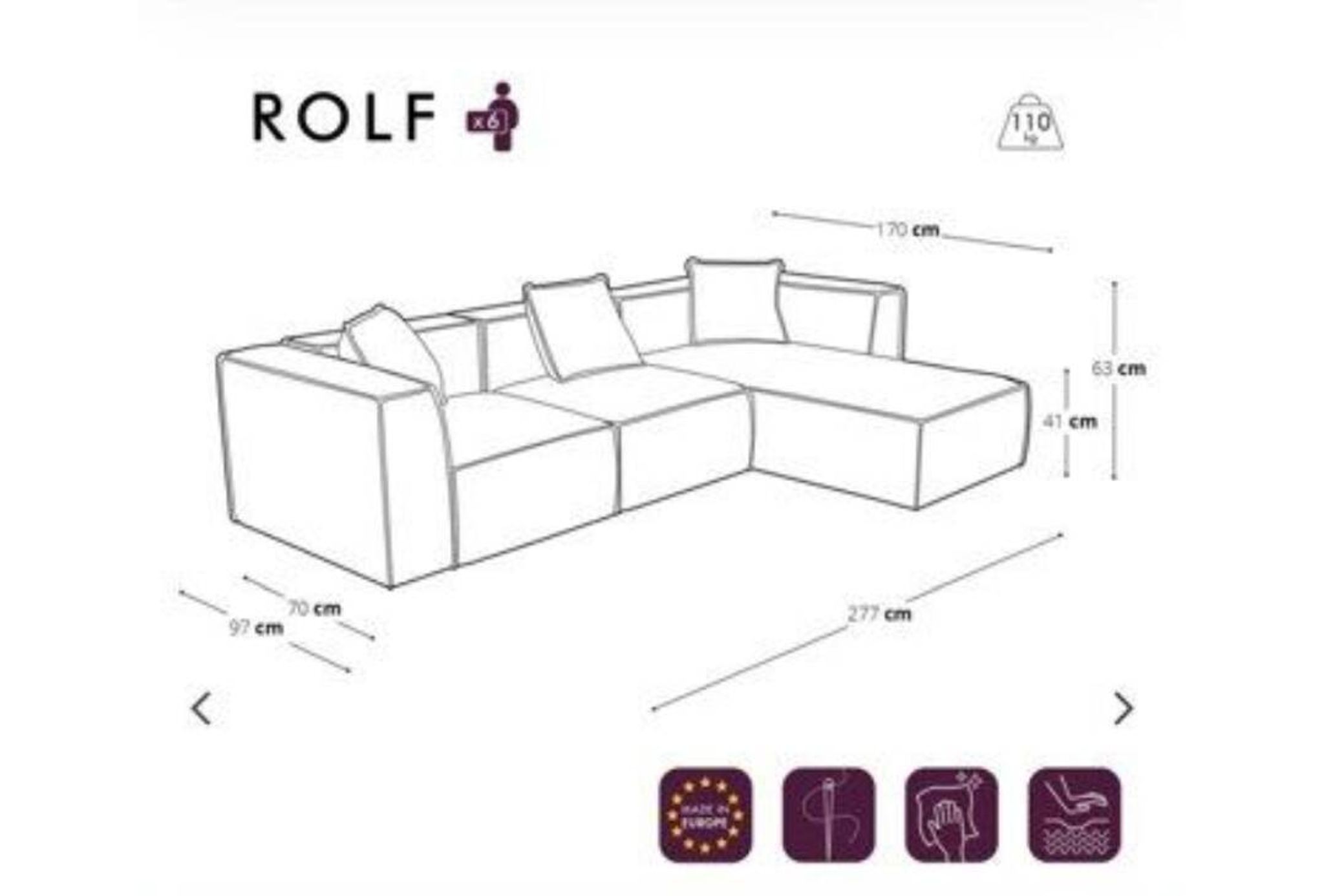 Right angle sofa ROLF Boucle fabric