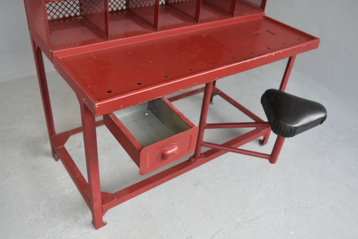 Red Tolix industrial style postal sorting locker