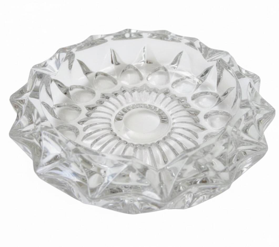 Large catch-all / Sun-shaped ashtray in pressed glass
