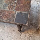 Vintage table basse fer forge et ardoise
