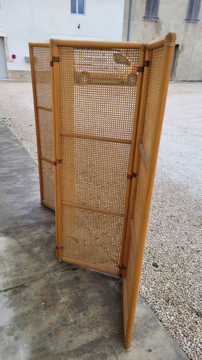 Vintage wicker claustra screen - 1950s