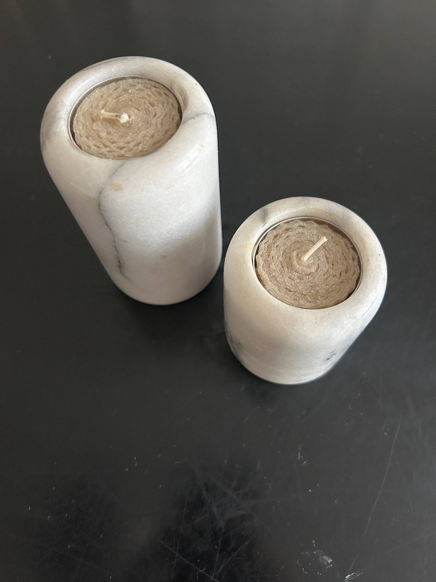 pair of marble candlesticks