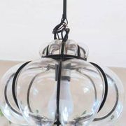 Vintage Venetian cage pendant light in blown Murano glass, 1950/1970