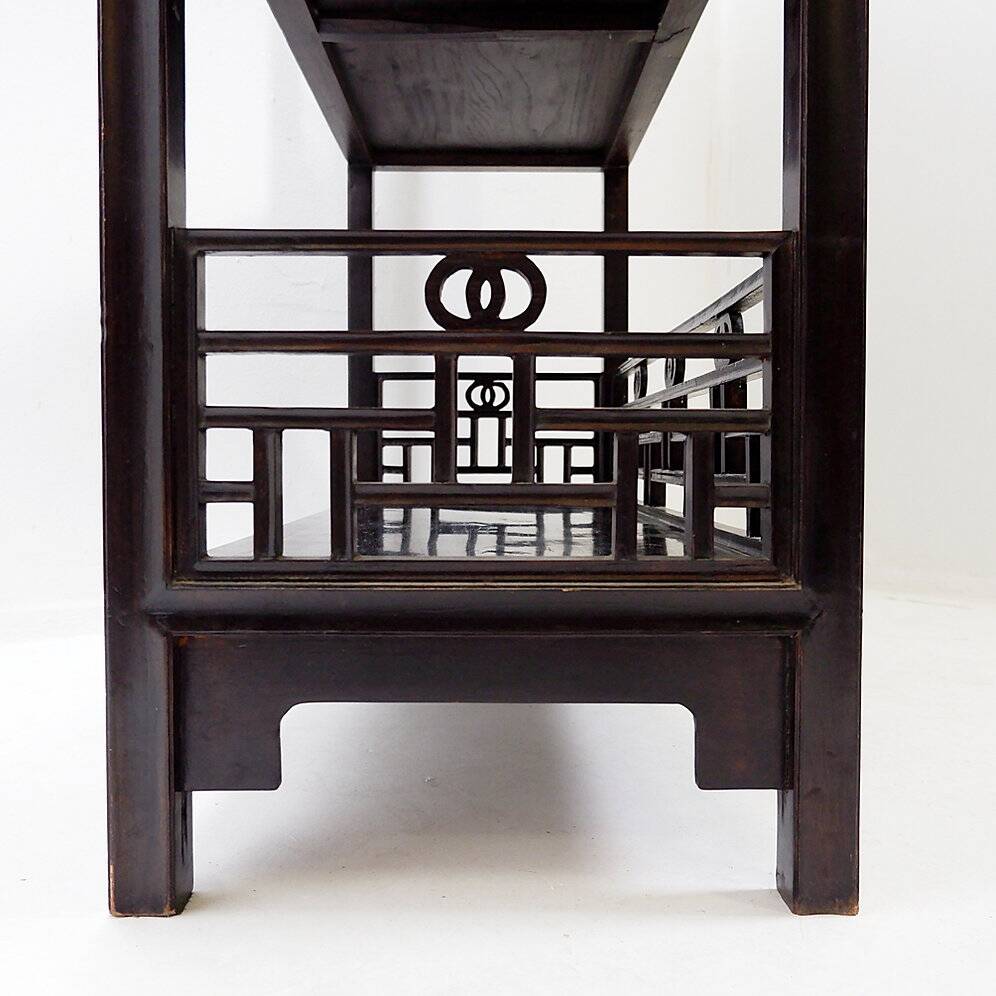 Vintage Chinese four-level lacquered wooden bookshelf - 20th century