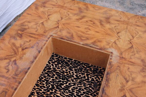 Table basse en loupe d'orme Alveo Willy Rizzo vintage