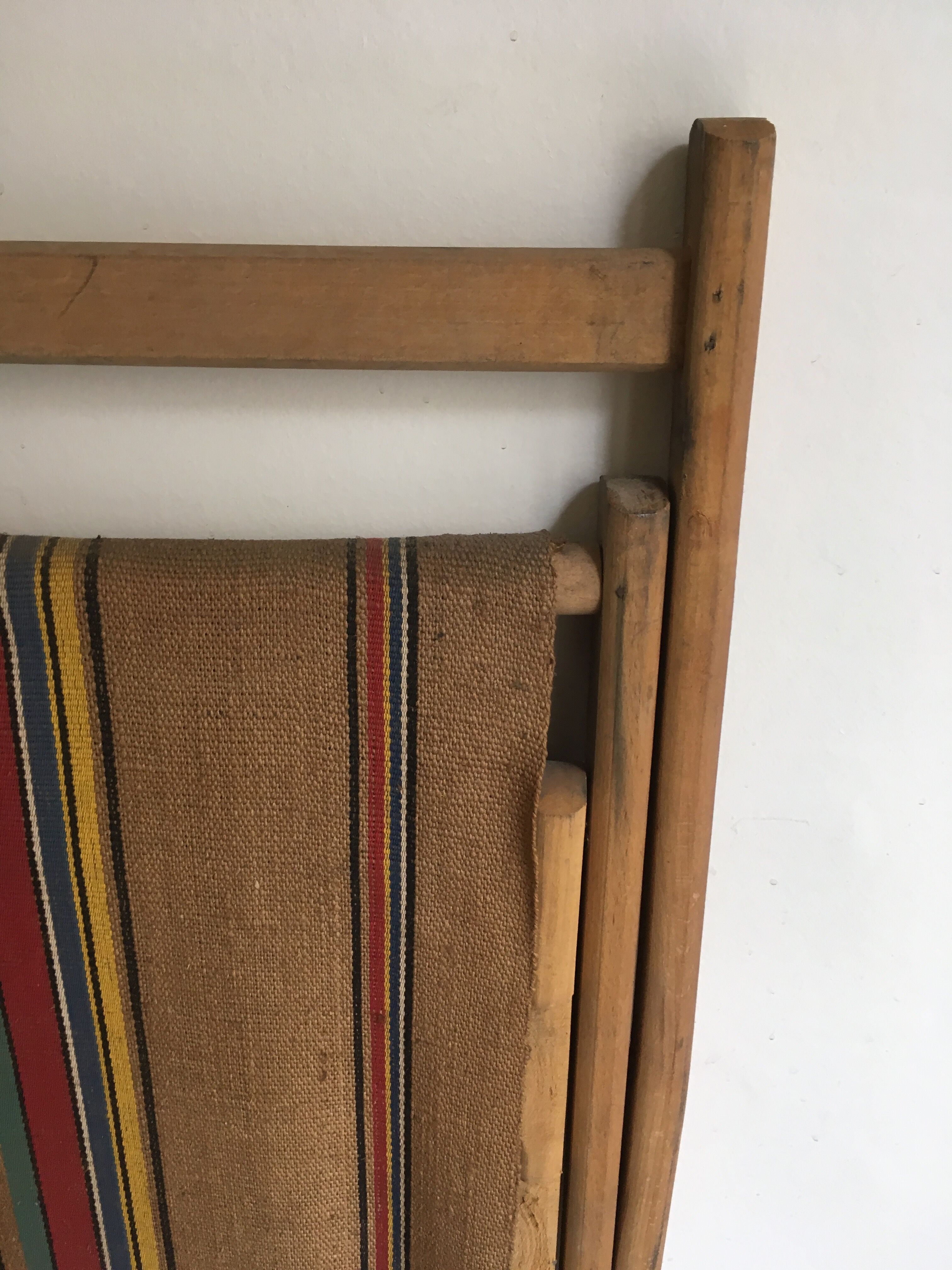 Paire de transats fin 1950 en toile de jute d'origine