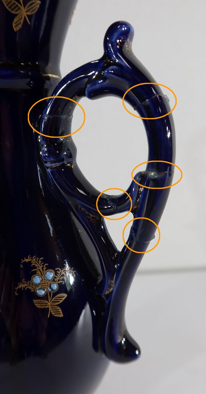 Midnight blue earthenware vase, "fives lille" - early twentieth century