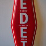Advertising plate in enamelled sheet metal of the famous Belgian beer Vedett