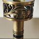 Pair of Hebrew Candlesticks. In antique gold-plated brass. Signed FFS Israel