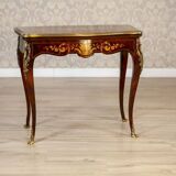 19th Century Inlaid Card Table Lined with Green Fabric
