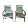 Pair of mahogany armchairs/palm décor/Restoration period