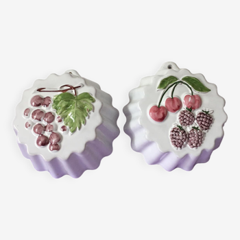 Ensemble de deux moules à gâteaux en céramique pour utilisation et/ou décoration champêtre