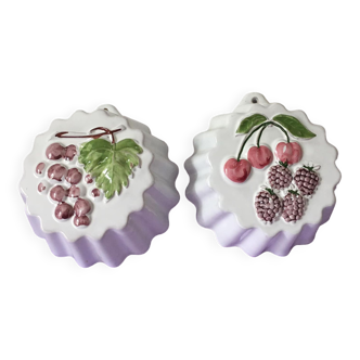 Set of two ceramic cake molds for country use and/or decoration