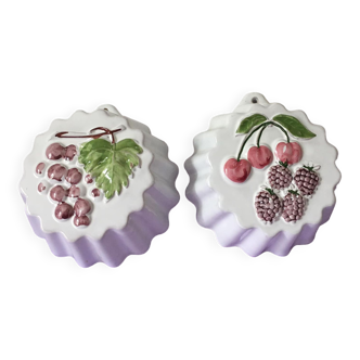 Ensemble de deux moules à gâteaux en céramique pour utilisation et/ou décoration champêtre