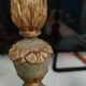 Pair of antique candlesticks in carved wood with acanthus leaf decoration