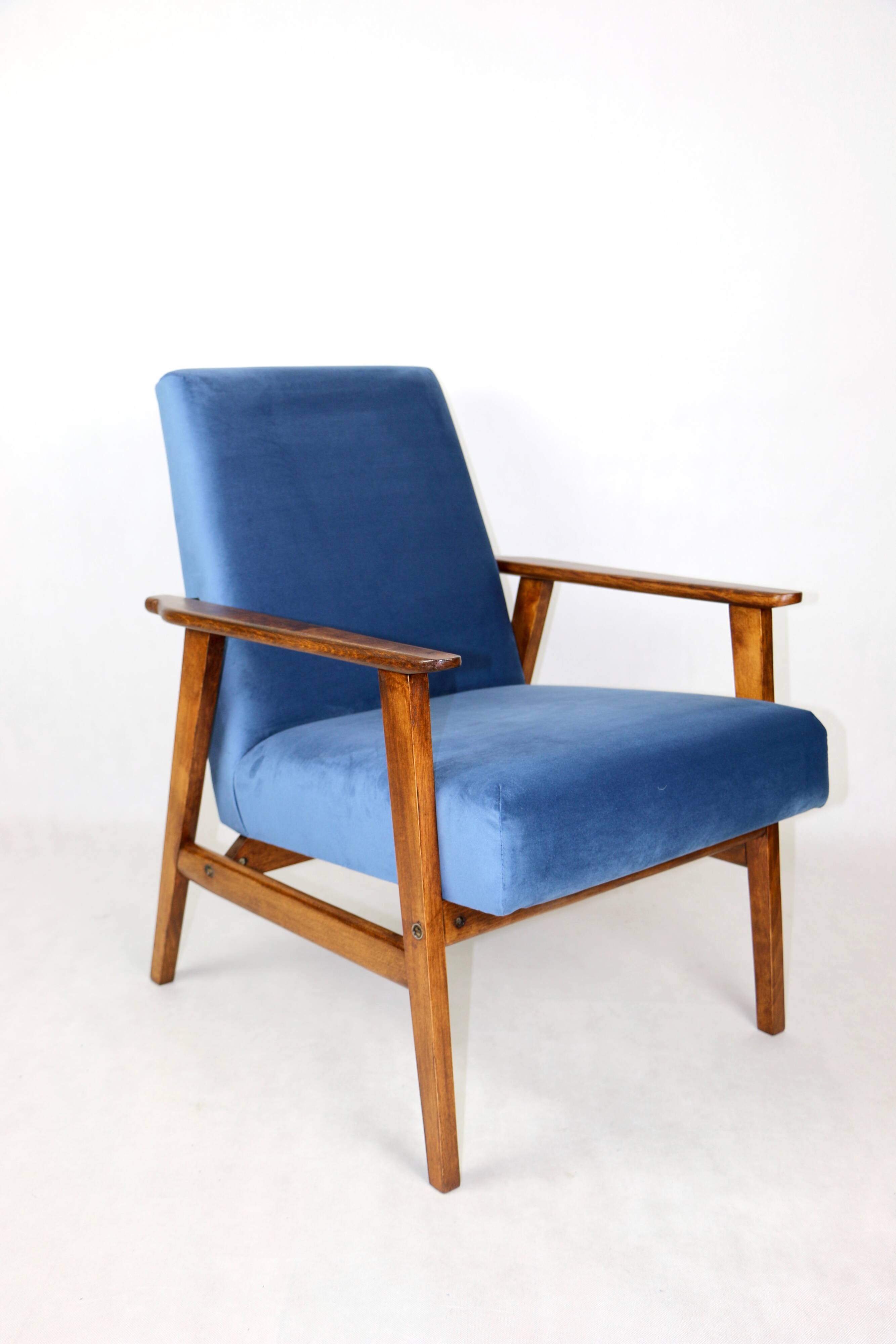 Vintage Ocean Blue Fox Easy Chair, 1970s