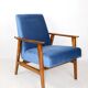 Vintage Ocean Blue Fox Easy Chair, 1970s