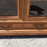 Antique Napoleon 3 bookcase, two doors, 1 drawer, solid walnut, raw wood