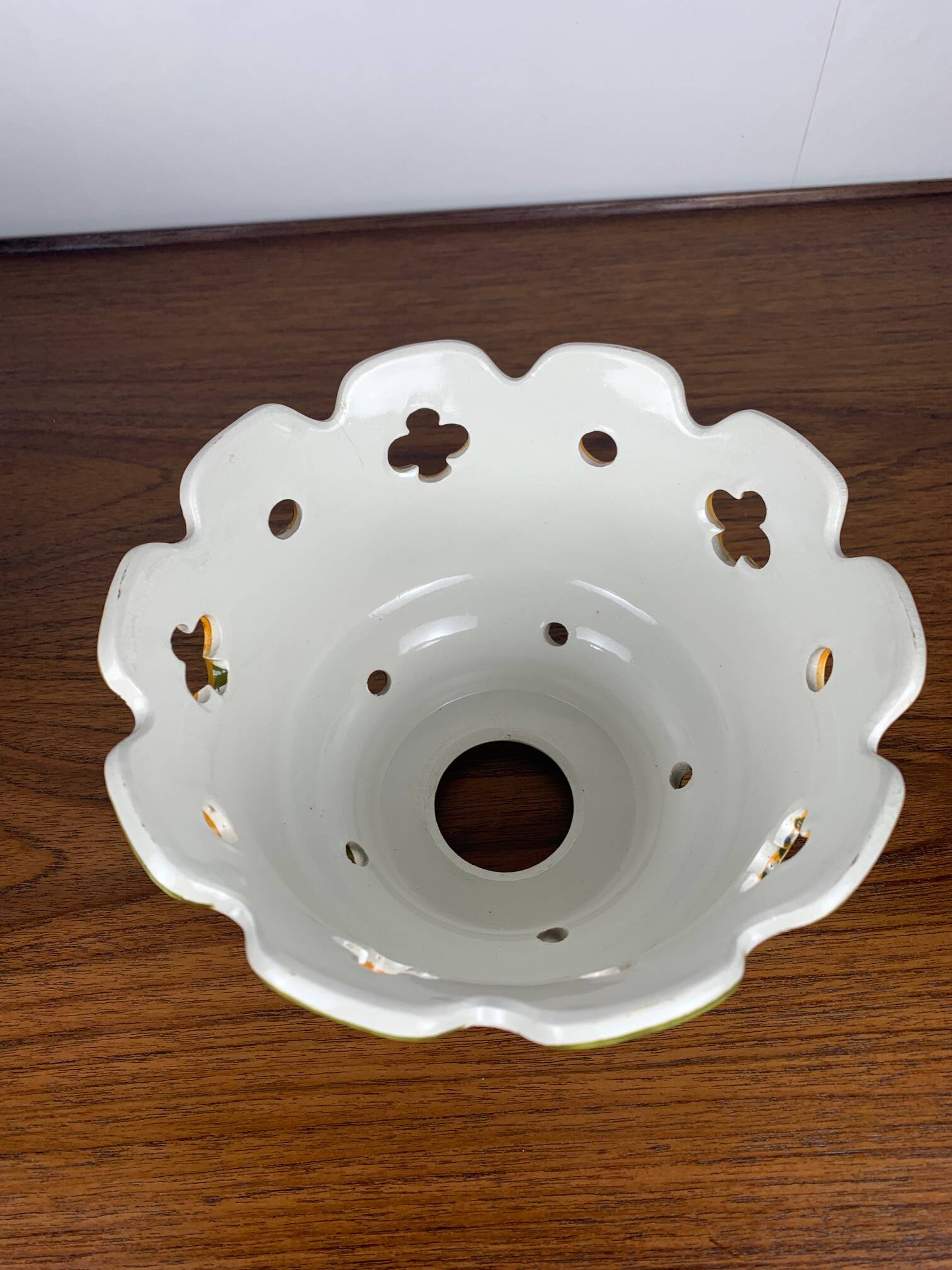 Pair of hand-painted ceramic pendant lights, 1980