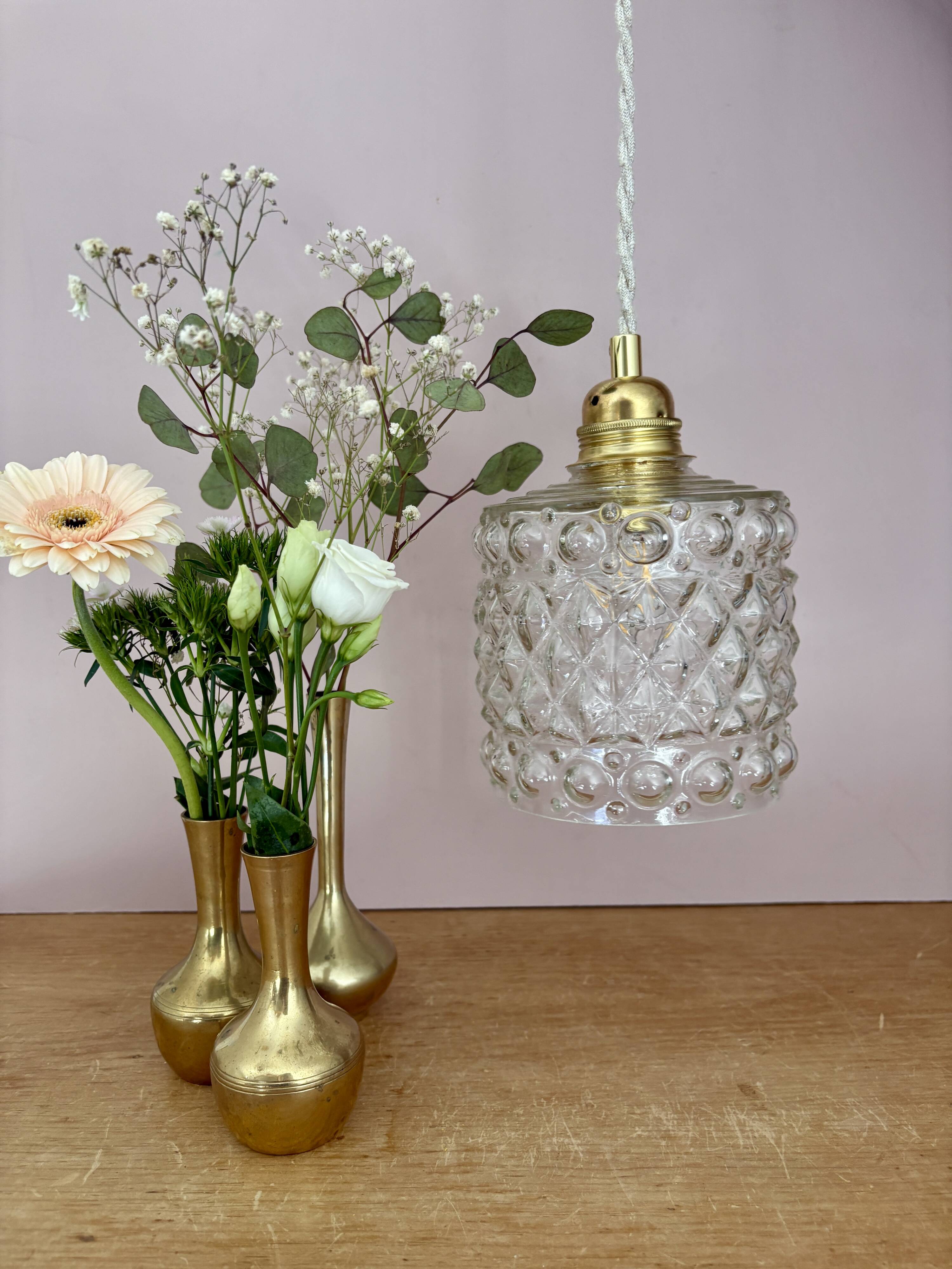 Suspension globe vintage en verre (GEO1)
