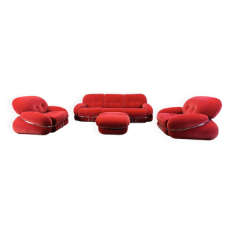 Mid-century modern "OKAY" sofa set by Adriano Piazzesi, 1970s