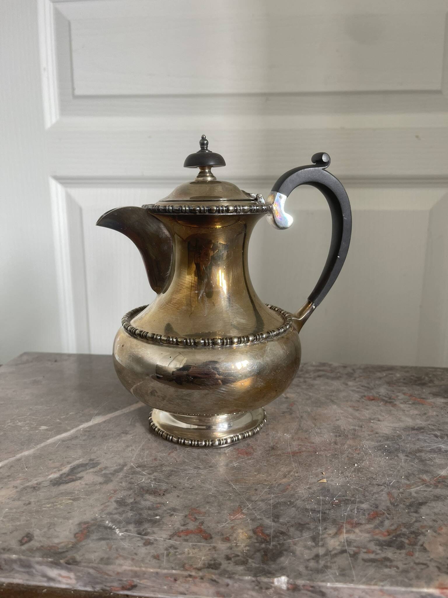 Antique Silver-Plated Metal Teapot English Sheffield