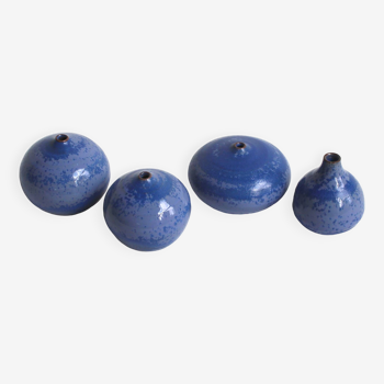 Set de 4 soliflores en céramique bleue - Antonio Lampecco