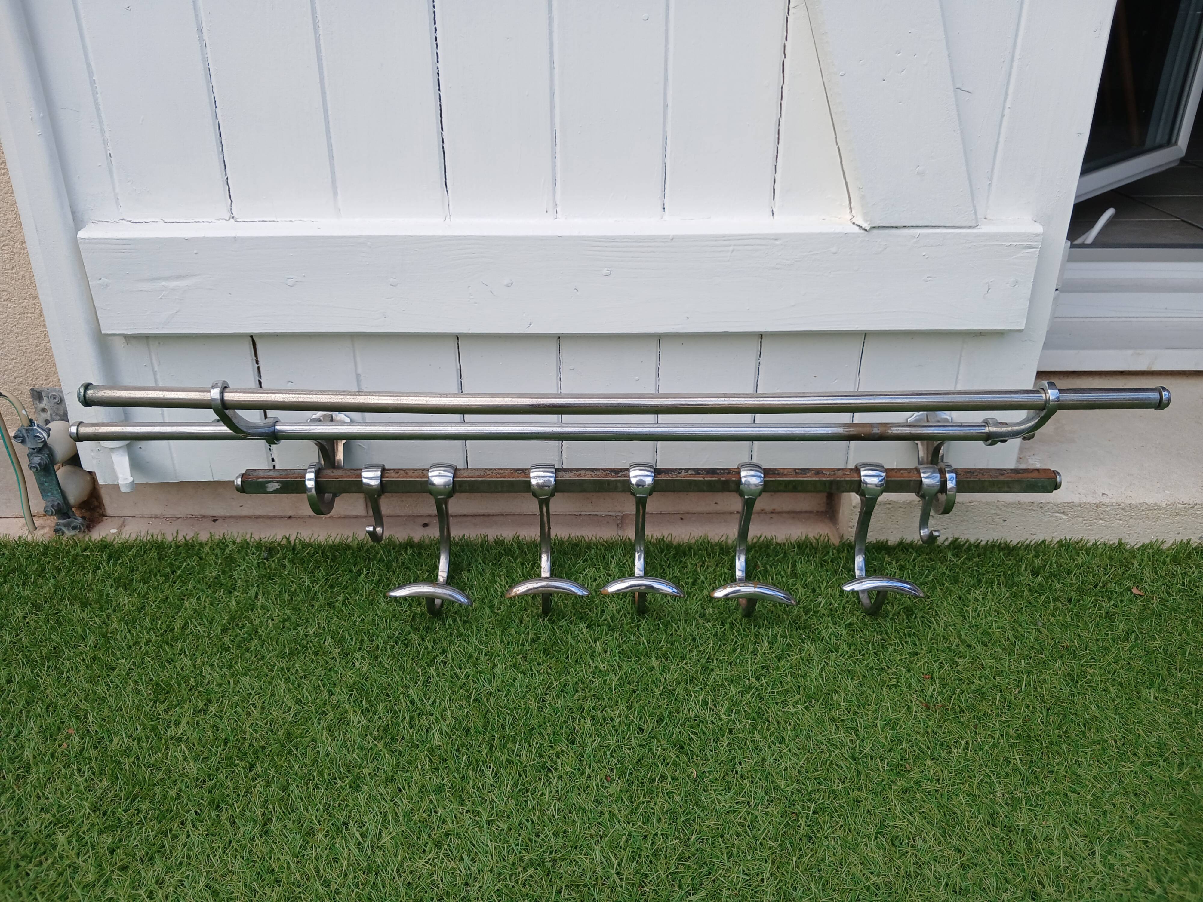 Wall mounted coat rack antique hat rack train chrome