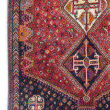 Hand made vintage persian rug traditional oriental red blue wool carpet 142x200cm