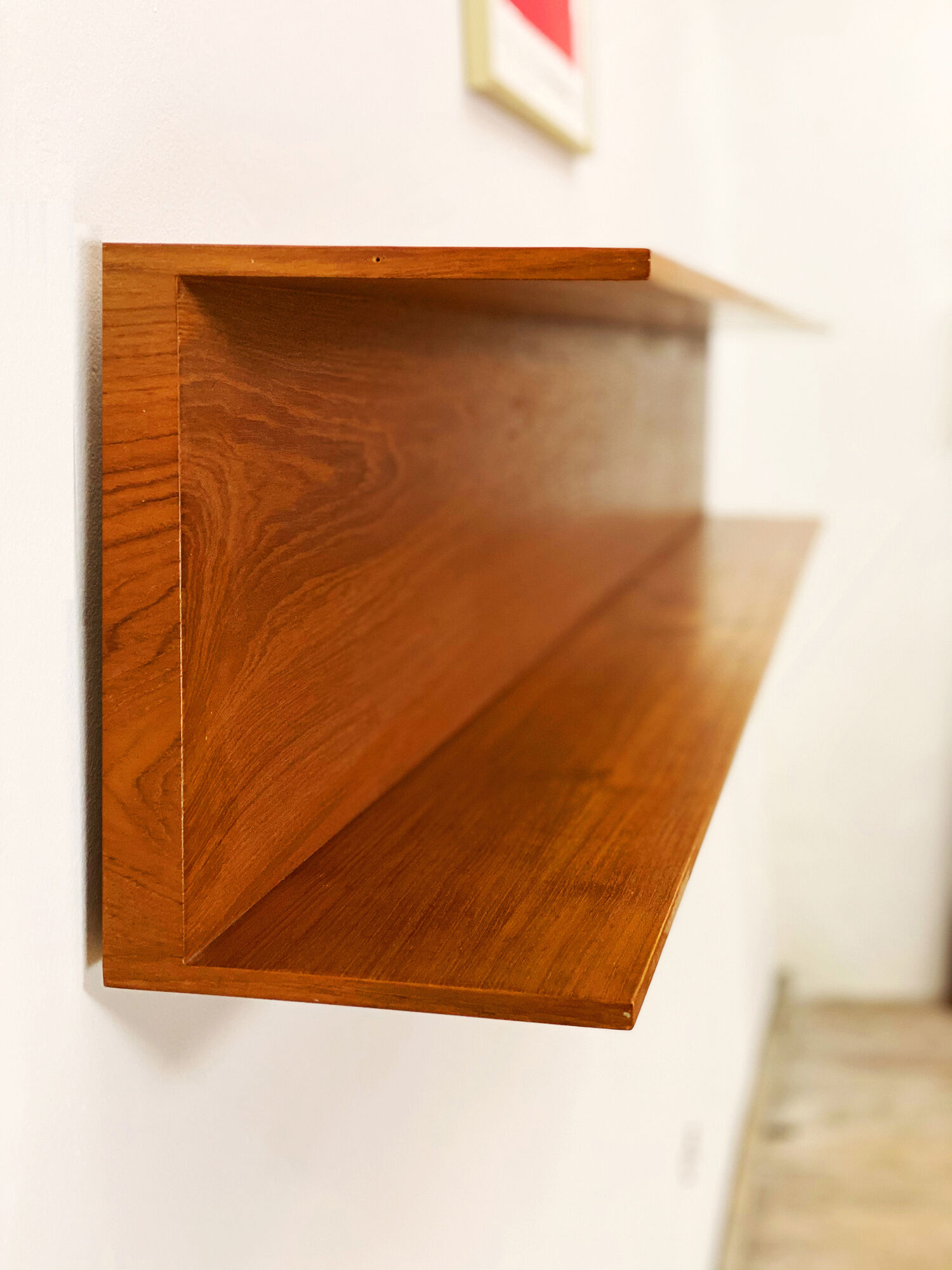 Mid-Century Modern Teak wall-mounted shelf by Walter Wirz for Wilhelm Renz, 200cm, 1960s