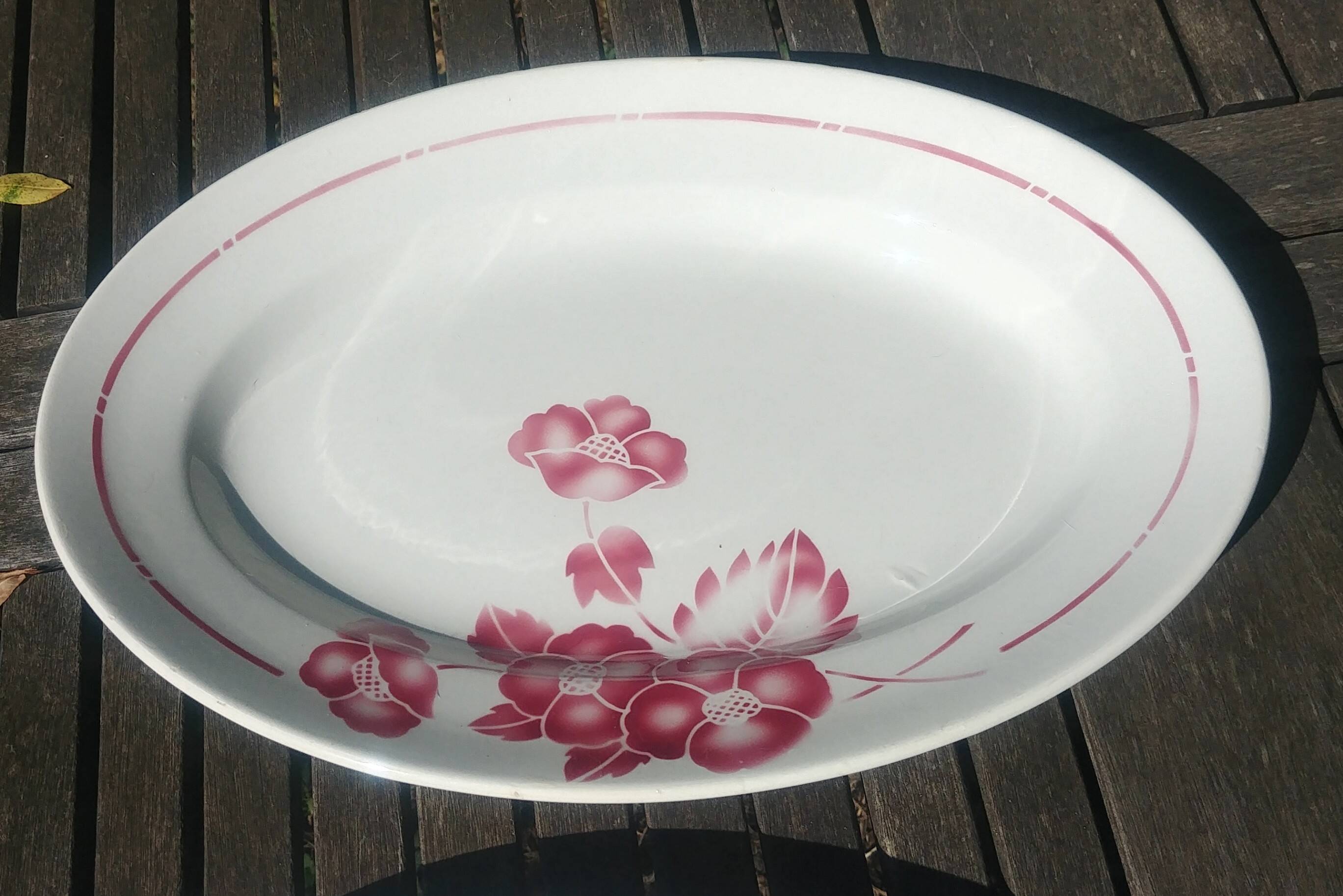 Two large Saint Amand edmont half-porcelain serving dishes