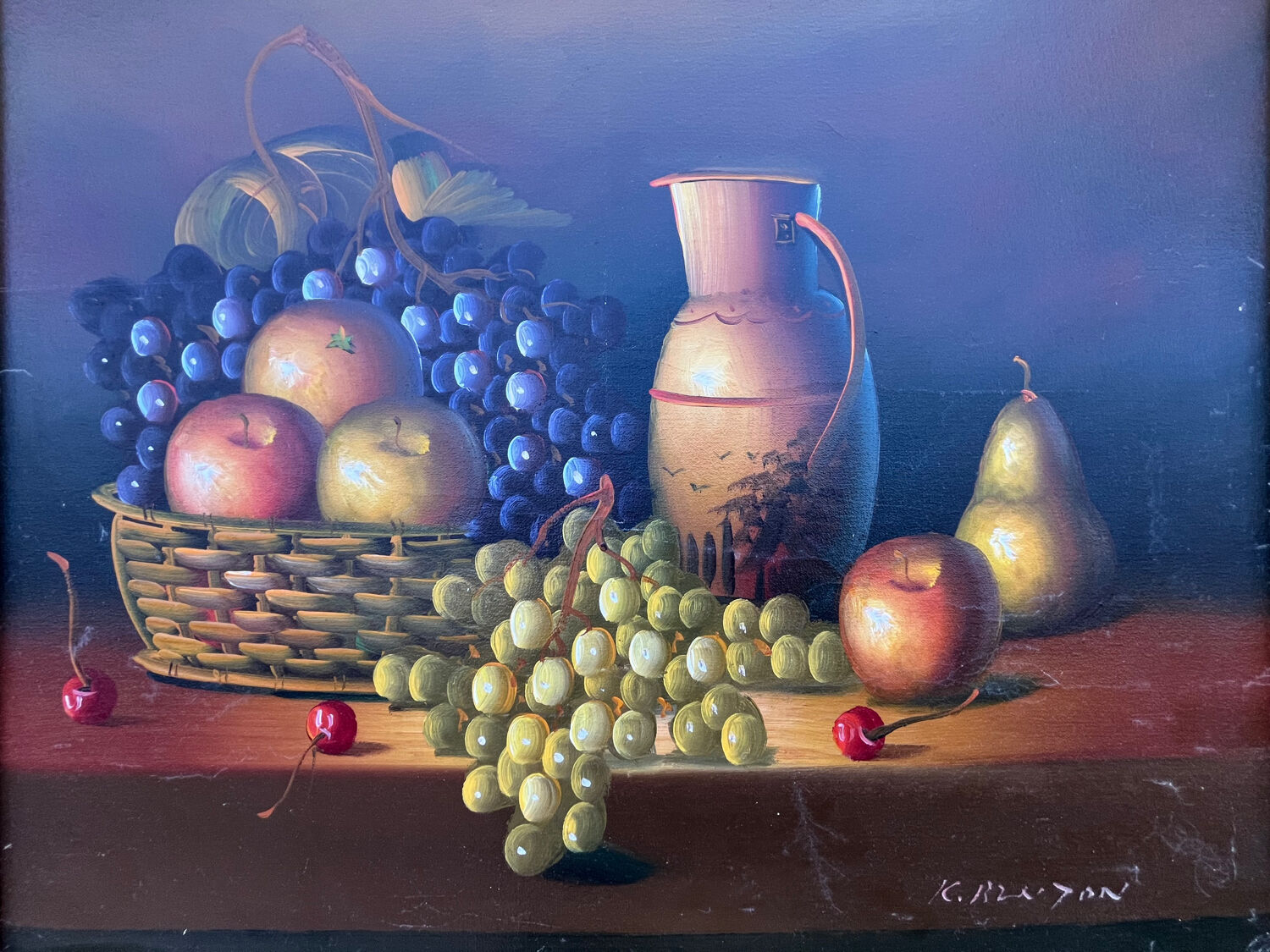 Painting: oil on canvas - still life with fruit