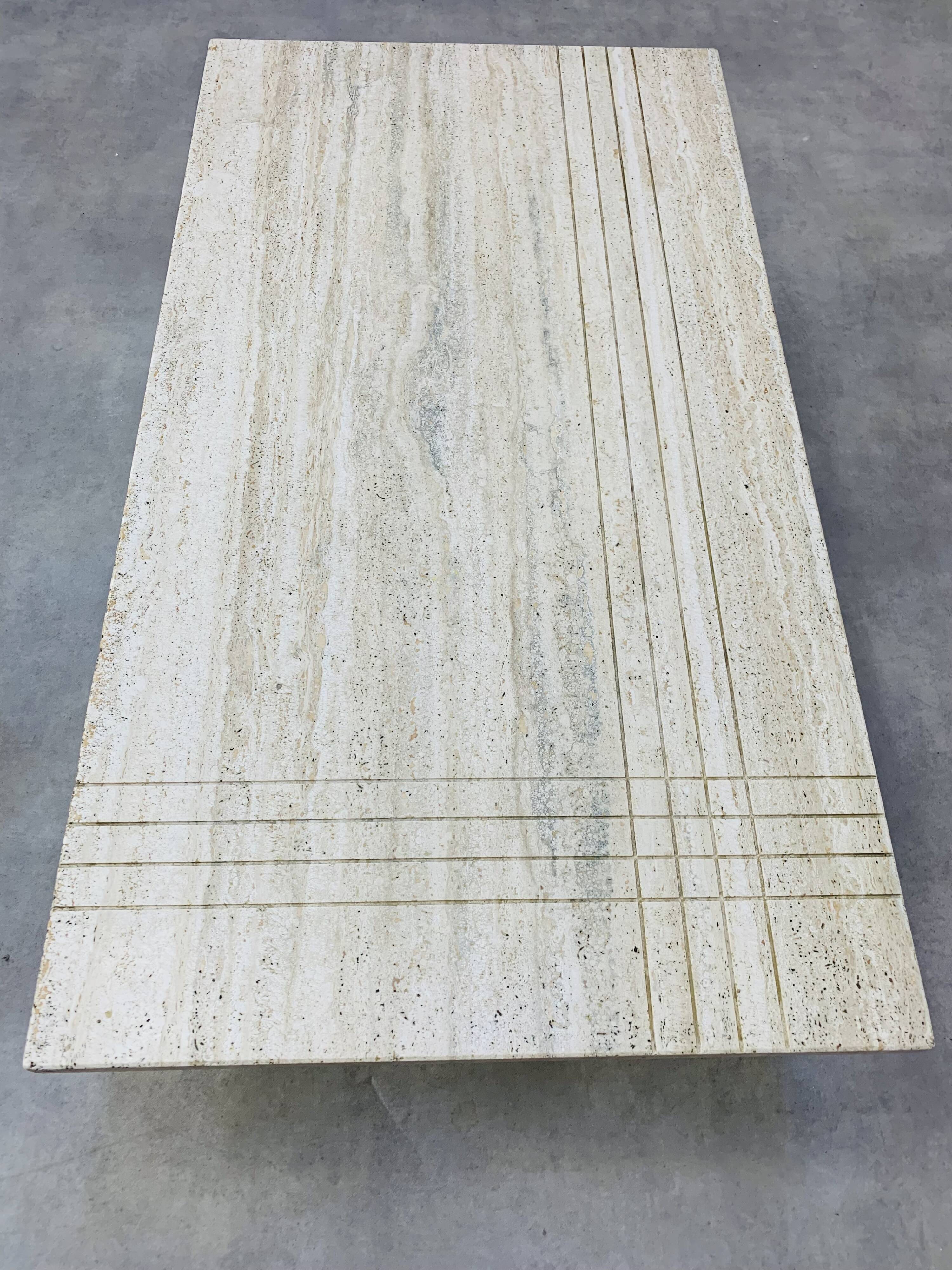Rectangular travertine coffee table