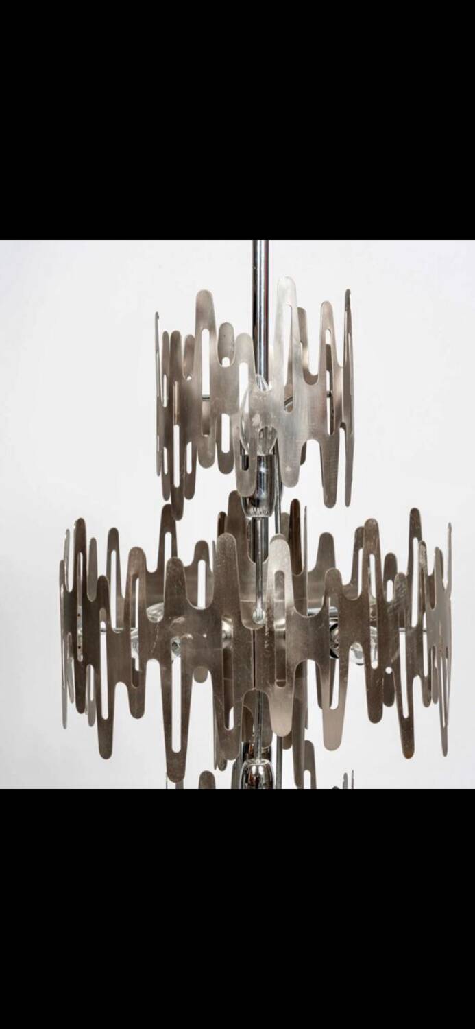 Brutalist stainless steel candlestick, France 1970